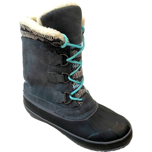 Women's Snow Duck Boots Cow Suede Leather Lace Up Winter Waterproof Warm Size 7M - Picture 1 of 9